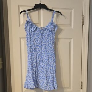 Forever 21 Light Blue and White Smocked Dress